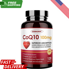 CoQ10 100mg PQQ BioPerine Omega-3 120 Softgels Heart Energy Antioxidant Non-GMO