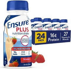 Ensure Plus Strawberry Nutrition Shake Meal Replacement Shake 8 fl oz – 24 Pack