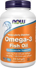 Supplements, Omega-3 180 EPA / 120 DHA, Molecularly Distilled, Cardiovascular Su