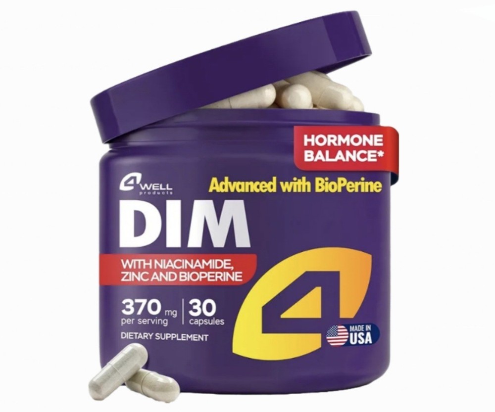 4Well Products Dim Supplement 370mg Complex Zinc Niacinamide Hormone Balance 30c