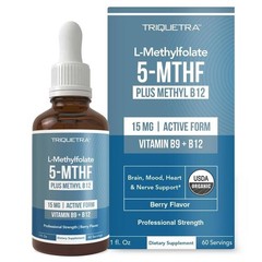 Active 5-MTHF Liquid Folate B12Vegan Berry Flavor Daily Body Wellness Supplement