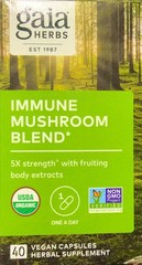 NEW Gaia Herbs Immune Mushroom Blend 40 Vegan Capsules (Exp. 05/27)