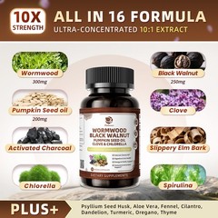 Parasite Cleanser Natural Detox Cleanse | Wormwood, Black Walnut, Clove 120 Caps