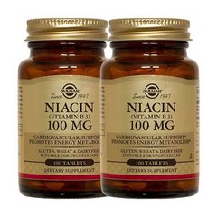 2x Solgar Niacin Vitamin B3 100 mg Tablets 100