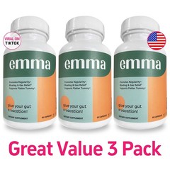 3 Pack Emma Gut Health Supplement 180 Capsules for Bloating Relief & Leaky Gut