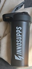 InnerSupps Black Plastic Flip Lock Shaker Bottle, Reusable Gym Mixer 20 fl oz