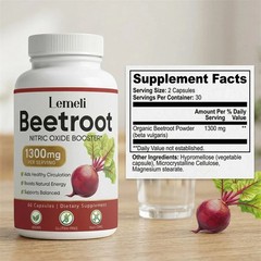 Lemeli Beetroot – 1300mg, Lemeli Beet Root Supplement 60 Capsules （1-5 pack）