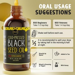 Maju Superfoods Majus Black Seed Oil 16Oz 3X Thymoquinone Cold Pressed 100