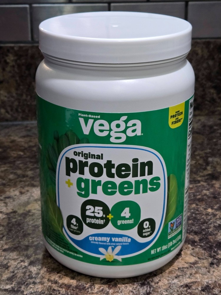 Vega Plant Based Protein + Greens Creamy Vanilla 18 oz ~ Best Before 6/2026