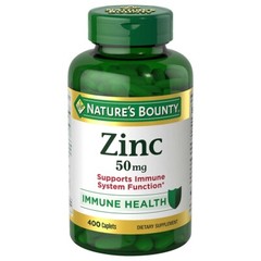 Zinc, NATURE’S BOUNTY ZINC 50mg 400 ct Tablets Supports ~ Immune Health