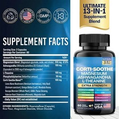 CORTI-SOOTHE Cortisol Magnesium Ashwagandha L-theanine – Relieve Stress-2PCS