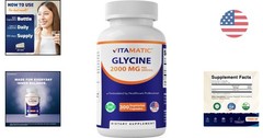 Glycine 2000mg Capsules for Cognitive Support – Non-GMO, Gluten-Free, 300 Count