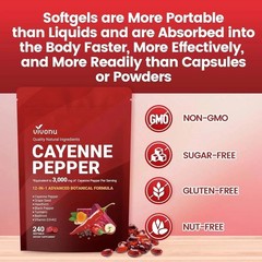 LUXRY Cayenne Pepper Softgels Supplement – 240 Capsules NEW FREE SHIP