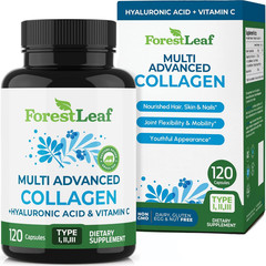 Forest Leaf Collagen Peptides Pills Hyaluronic Acid Vitamin C Supplement 120 Ct
