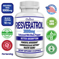 Resveratrol Capsules 3000mg Natural Antioxidant, Anti Aging, Anti Inflammatory