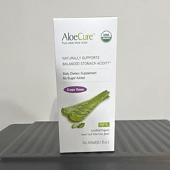 AloeCure Aloe Vera Juice Grape USDA Organic No Sugar Added Digestive 16.7oz