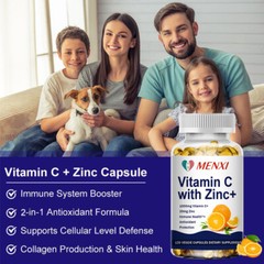 Vitamin C & Zinc Capsules 1000mg Vitamin C Complex Supplement 120 Vegetarian