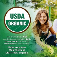 Zazzee Organic Milk Thistle Extract 20,000 mg Strength | Choose Your Size