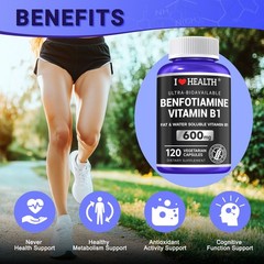 Mega Benfotiamine 600mg with Vitamin B-1 Thiamin High Potency 240 Caps
