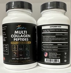 Collagen Peptides pills 1000 mg Hydrolyzed Collagen i, ii,iii,V,X 240 capsules