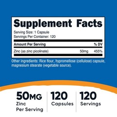 Nutricost Zinc Picolinate 50mg, 120 Vegetarian Capsules- Gluten Free and Non-GMO
