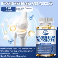 Magnesium Glycinate 1330mg 120 Capsules for Calm, Stress, Sleep, Leg Cramp,Heart