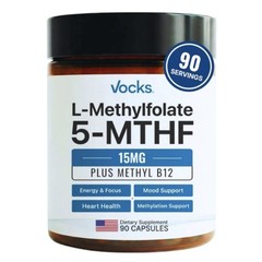 Vocks L-Methylfolate 15mg 5-MTHF + Methyl B12 High Potency Supplement 90 Capsule