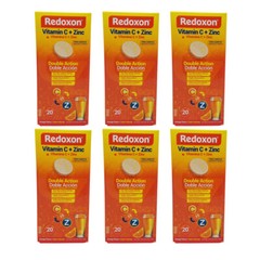 Redoxon Vitamin C with Zinc. Immune Support. Orange. 20 Tabs. 2.82 oz. Pack of 6
