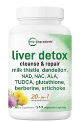 Liver Detox 240 Veggie Capsules 20-in-1 Advanced Complex Liver Cleanse & Repair