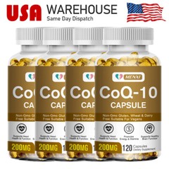Coenzyme Q-10 CoQ10 120 Capsules 200mg Heart Health Energy Support 1/2/4 Bottles