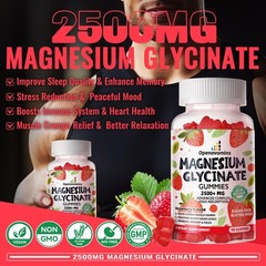 Magnesium Glycinate Gummies 2500mg – Sugar 90 Count (Pack of 1), Strawberry