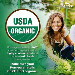 Zazzee USDA Organic Pomegranate 20:1 Extract, 7000 mg Strength, 40% Ellagic Acid
