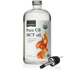 Natural Force Organic Pure C8 MCT Oil – Liquid MCT Oil in Glass Bottle, 32 Ounce