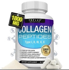 5-Type Collagen Peptides 1800mg for Skin & Joint Health,Toplux Nutrition,90 Caps