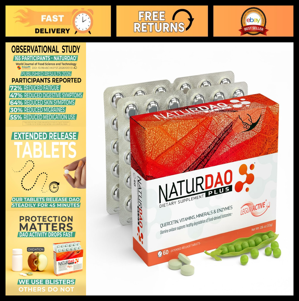 DAO Enzyme 1,000,000 HDU – Advanced Histamine Blocker – 60 Extended Release Tabl