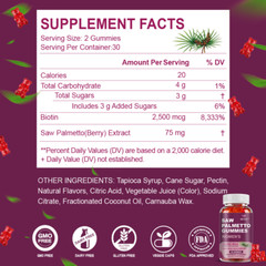 Saw Palmetto 2500Mcg DHT Blocker Hair Growth Supplement, 60 ct for Men and Women