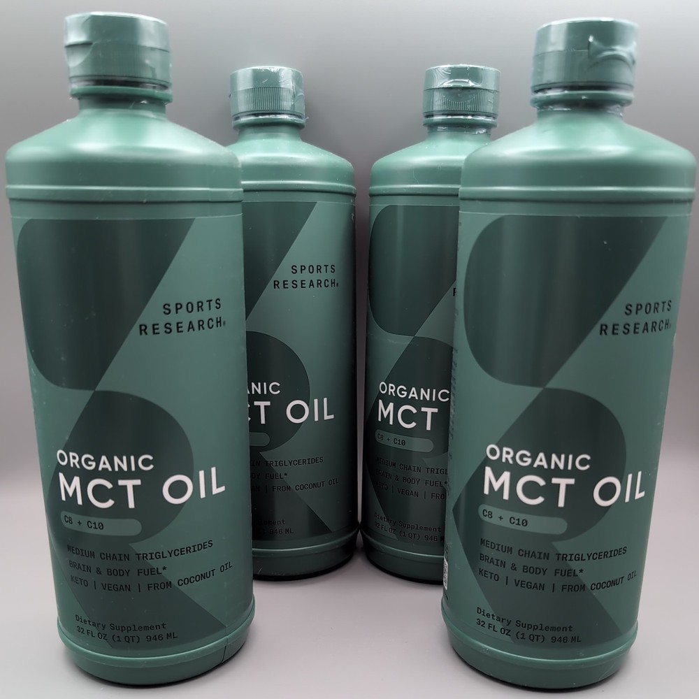 NEW SEALED 4 PACK MCT Oil Organic C8 + C10 by Sports Research Exp 2028 FREE SHIP