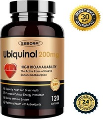 ZEBORA Ubiquinol CoQ10 200mg Softgels, 4-in-1 Powerful Antioxidant For Heart And