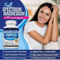 NEW Magnesium complex supplement: 1000mg of 8-element magnesium, 90 capsules+++-