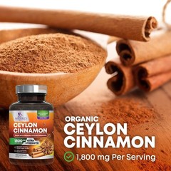 Organic Ceylon Cinnamon Supplement 1800mg – Certified Organic Ceylon Cinnamon