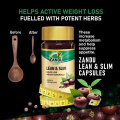 Zandu Lean & Slim (60 Capsules) Weight Loss , Fast Fat Loss, Metabolism Booster