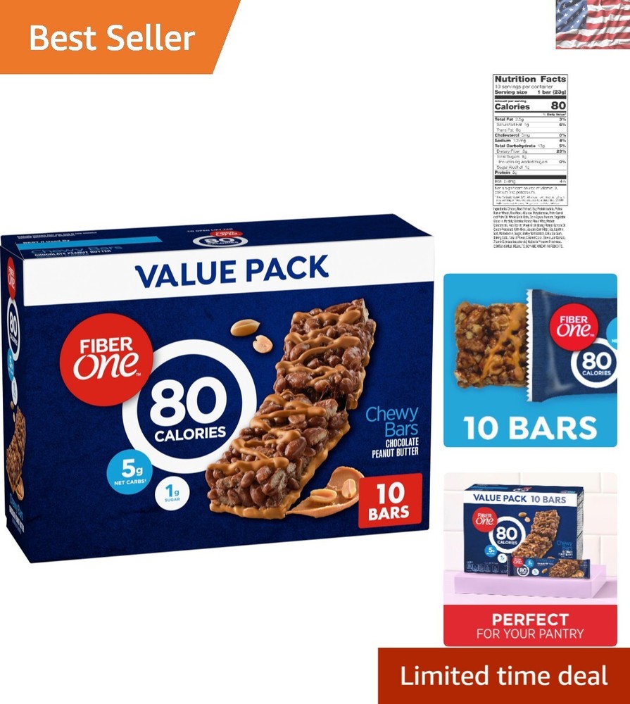 Indulgent 80 Cal Chewy Bars in Chocolate Peanut Butter – 10 Count Value Pack