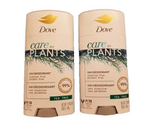 (2) Dove Care by Plants Deodorant Stick Tea Tree Aluminum Free Deodorant 2.6 oz
