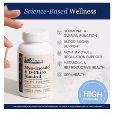 ZnS Myo-Inositol & D-Chiro Inositol for Women Supports Balanced Hormones. B6