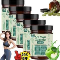 2X16 in 1 pure Sea Moss Gummy | Irishmoss Extract 6000Mg | Green Apple Flavor
