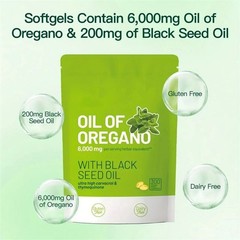 Oil of Oregano 6000mg Softgels Featuring Black Seed Oil – 300 Oregano Oil