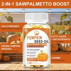 Pumpkin Seed Oil & Saw Palmetto 3000 mg 120 Softgel Capsules | Cold Pressed