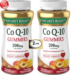 2 Pack CoQ10 Coenzyme 200mg 120 Gummies (2×60) Heart Health, Peach Mango 6/2025