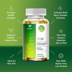 Saw Palmetto 2500Mcg DHT Blocker Hair Growth Supplement, 60 ct for Men and Women
