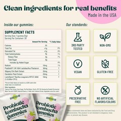 BoochBod Kombucha Gummies – Probiotics, Fiber, Slippery Elm, MCT Oil for Bloatin